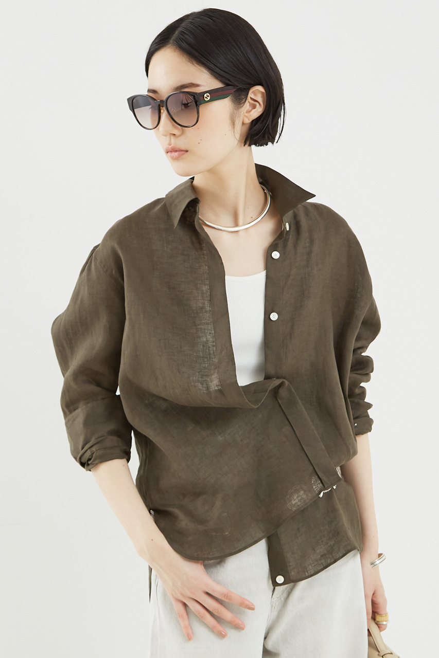 新品未使用 J-LINEN シャツ カーキ 新品未使用 J-LINEN シャツ カーキ