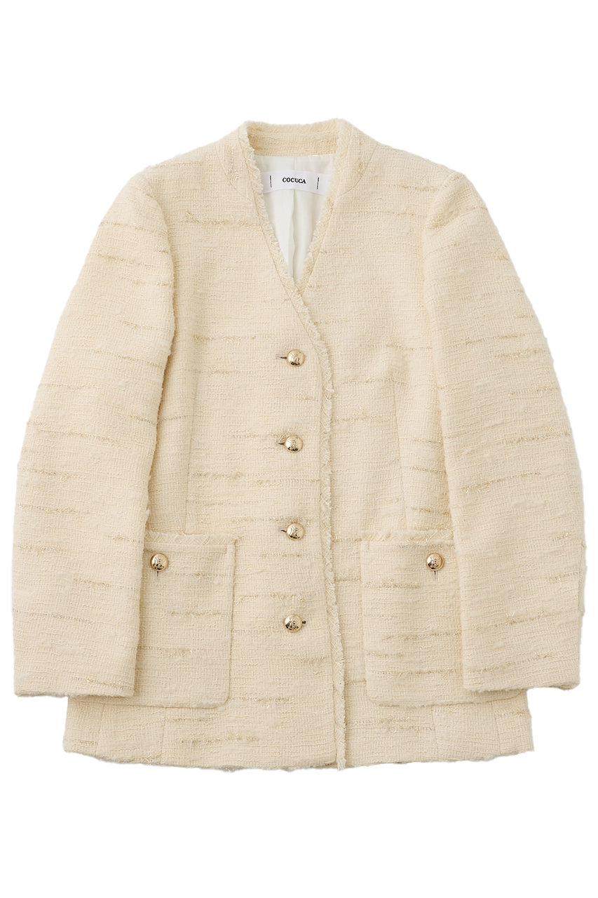 【COCUCA】ツイードVネックジャケット
