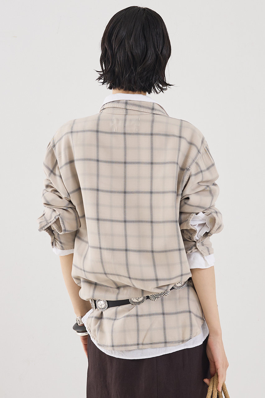 REMI RELIEF / レミレリーフ | レーヨン チェック シャツ | F | ベージュ | レディース REMI RELIEF（レミ レリーフ） シャツ レーヨンツイルチェックシャツ