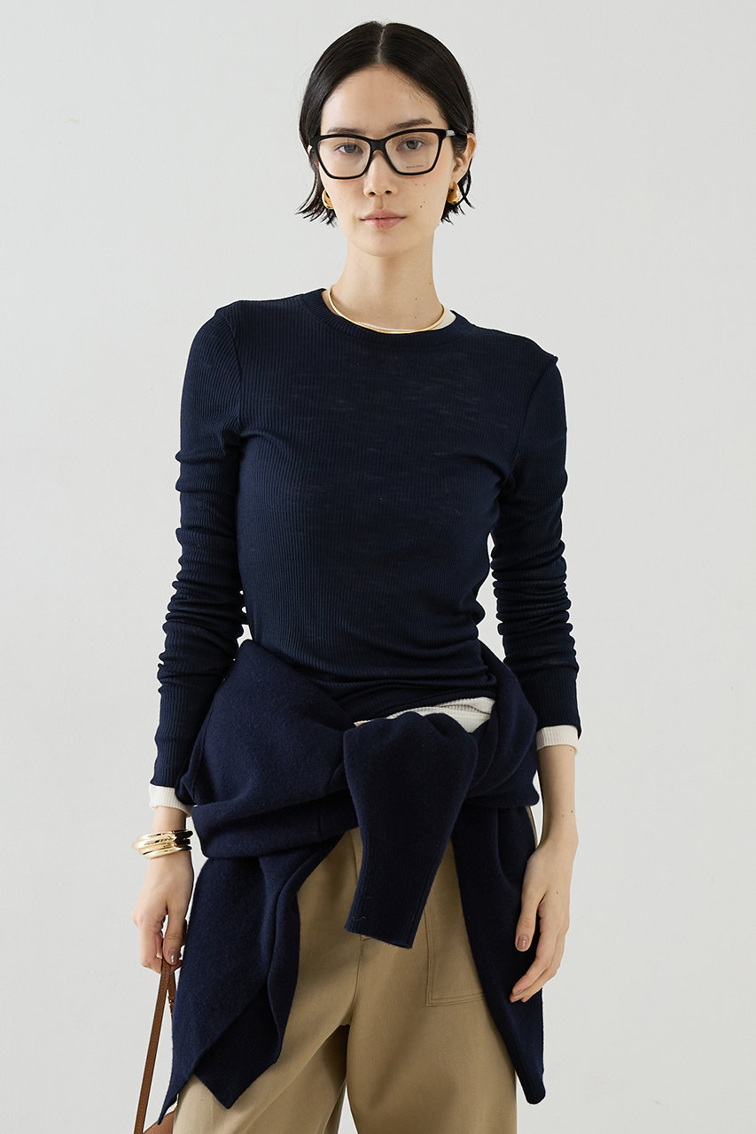 ザ ストア バイシー/THE STORE by C’の【予約販売】【COCUCA】ウールシフォンリブプルオーバー(ダークネイビー/6153720600030)