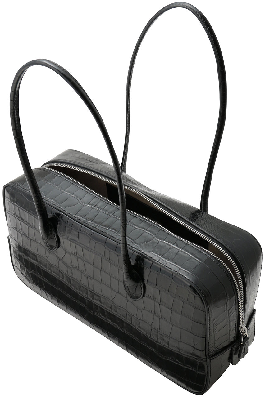 MAISON CANAU(メゾン カナウ)｜CROCO EW BOX-BOSTON（M） ブラック F