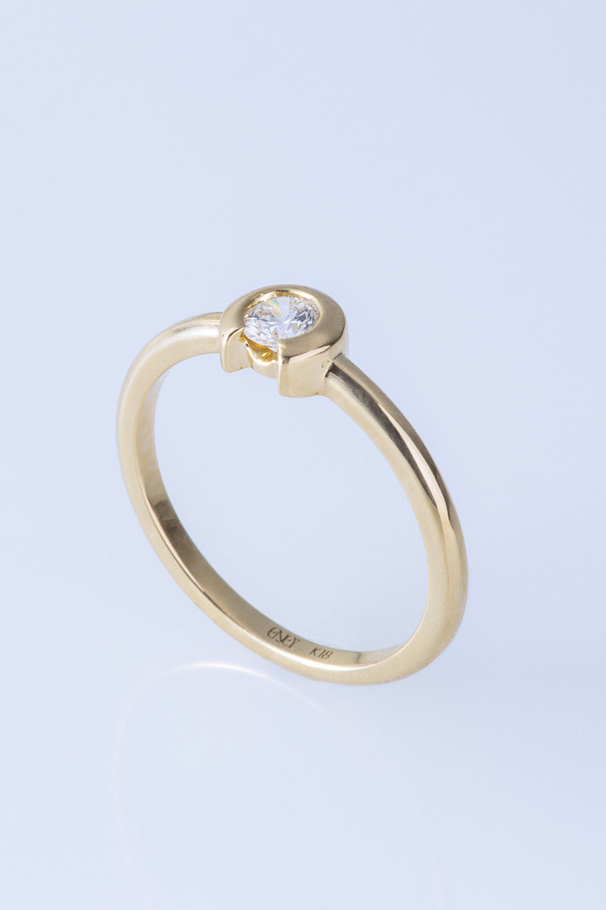 ENEY BEZEL K18YG 0.17カラットリング (ゴールド, 11) エネイ ELLE SHOP