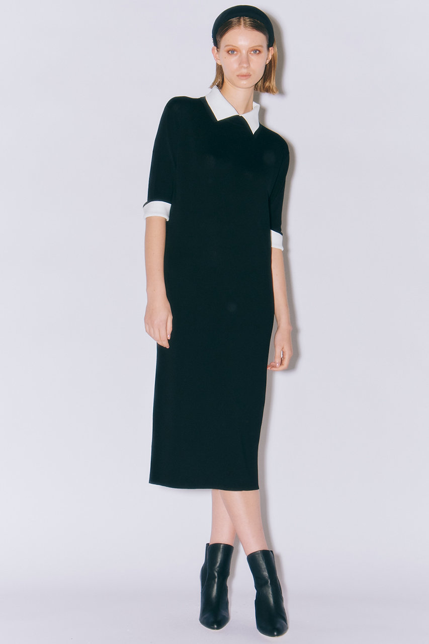 ROOM NO.8 BLACK / ニードル バイカラー カフス ドレス袖丈60