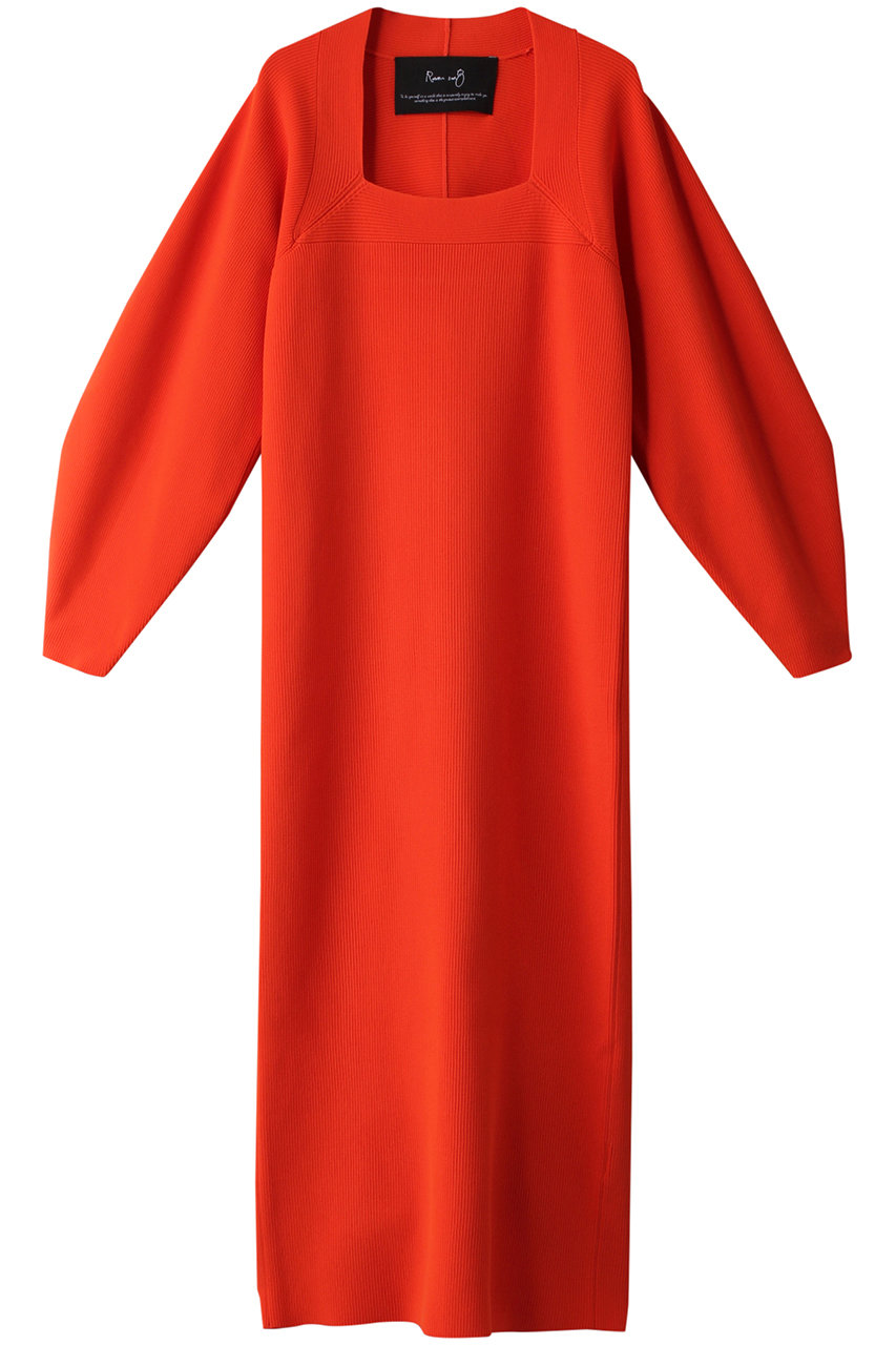 【Room no.8 BLACK】ROYAL RIB スクエアネックドレス