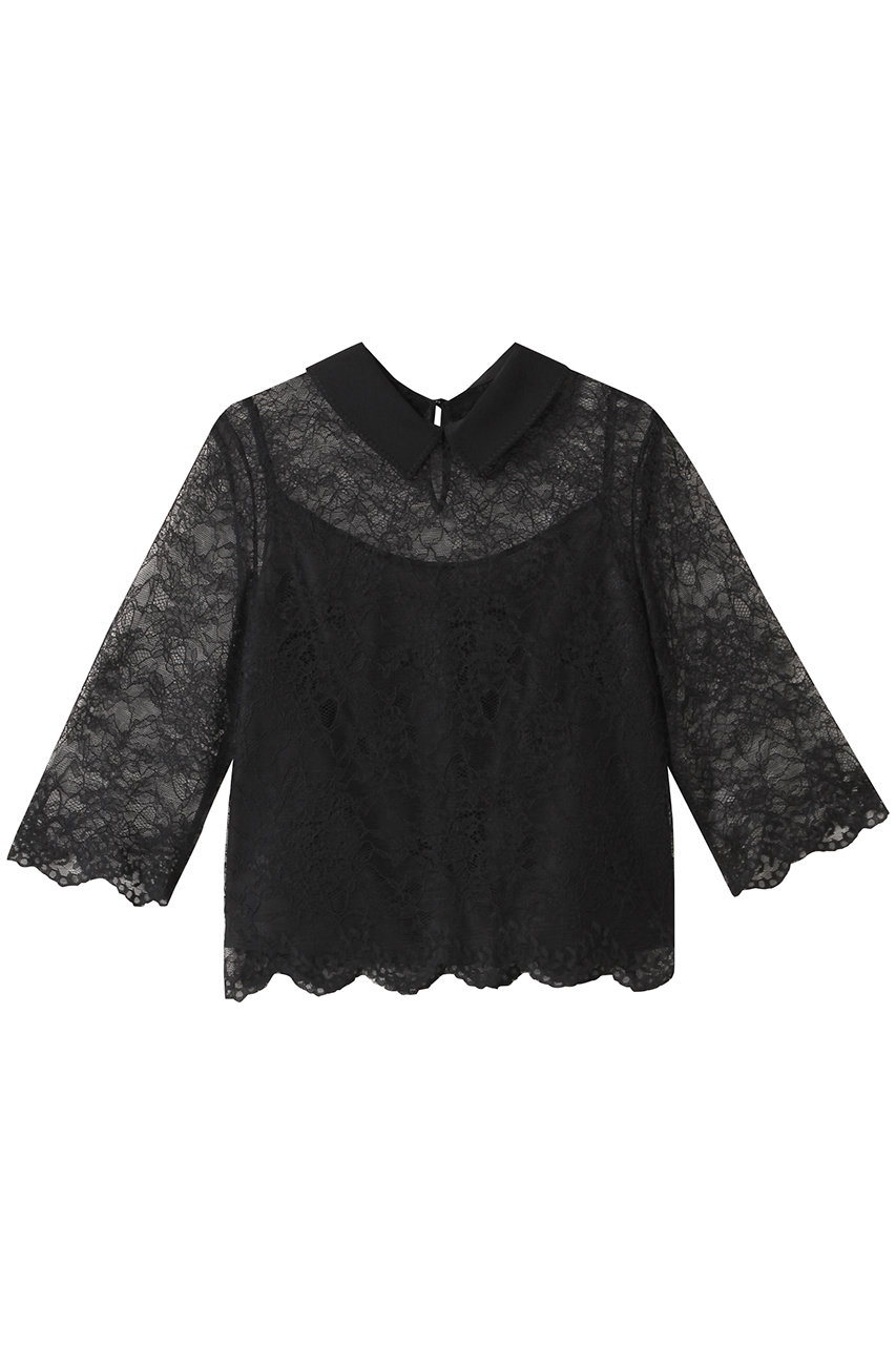 Room no.8 【Room no.8 BLACK】ラッセルレース Wカラートップス (ブラック, 1) ルームエイト ELLE SHOP Room no.8 【Room no.8 BLACK】ラッセルレース Wカラートップス (ブラック, 1) ルームエイト ELLE SHOP