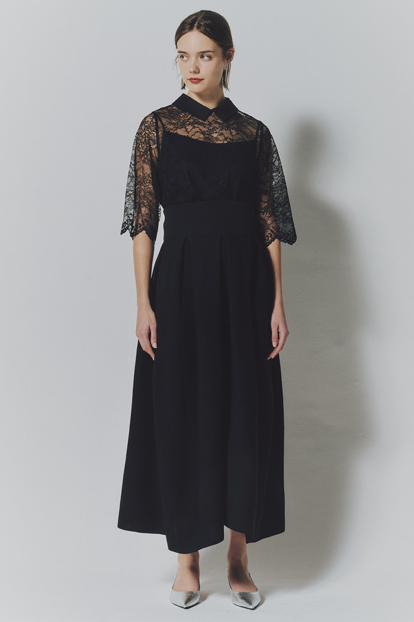 ☆Room no.8 ルームエイト レース ブラックブラウス ベルスリーブ ROOM NO.8/ルームエイト BLACK LEAVER LACE CHANGE TOPS（シャツ