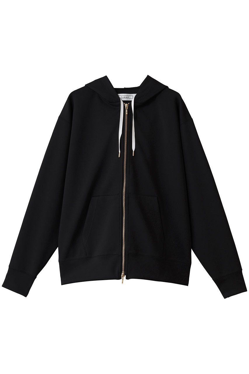 Room no.8 AIR ジャージー ジップ アップ フーデッド トップス (ブラック, 1) ルームエイト ELLE SHOP Room no.8 AIR ジャージー ジップ アップ フーデッド トップス (ブラック, 1) ルームエイト ELLE SHOP