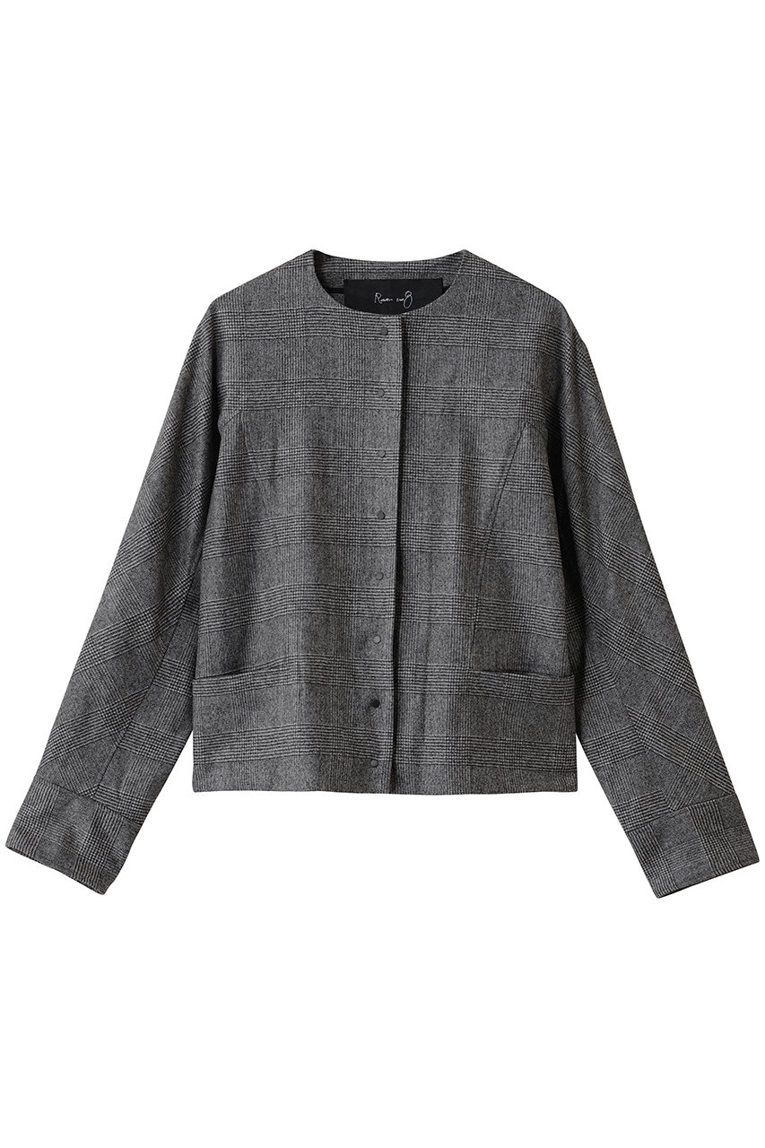 Room no.8 【Room no.8 BLACK】ウールカシミヤ スナップ ブルゾン (グレー(グレンチェック), 1) ルームエイト ELLE SHOP Room no.8 【Room no.8 BLACK】ウールカシミヤ スナップ ブルゾン (グレー(グレンチェック), 1) ルームエイト ELLE SHOP