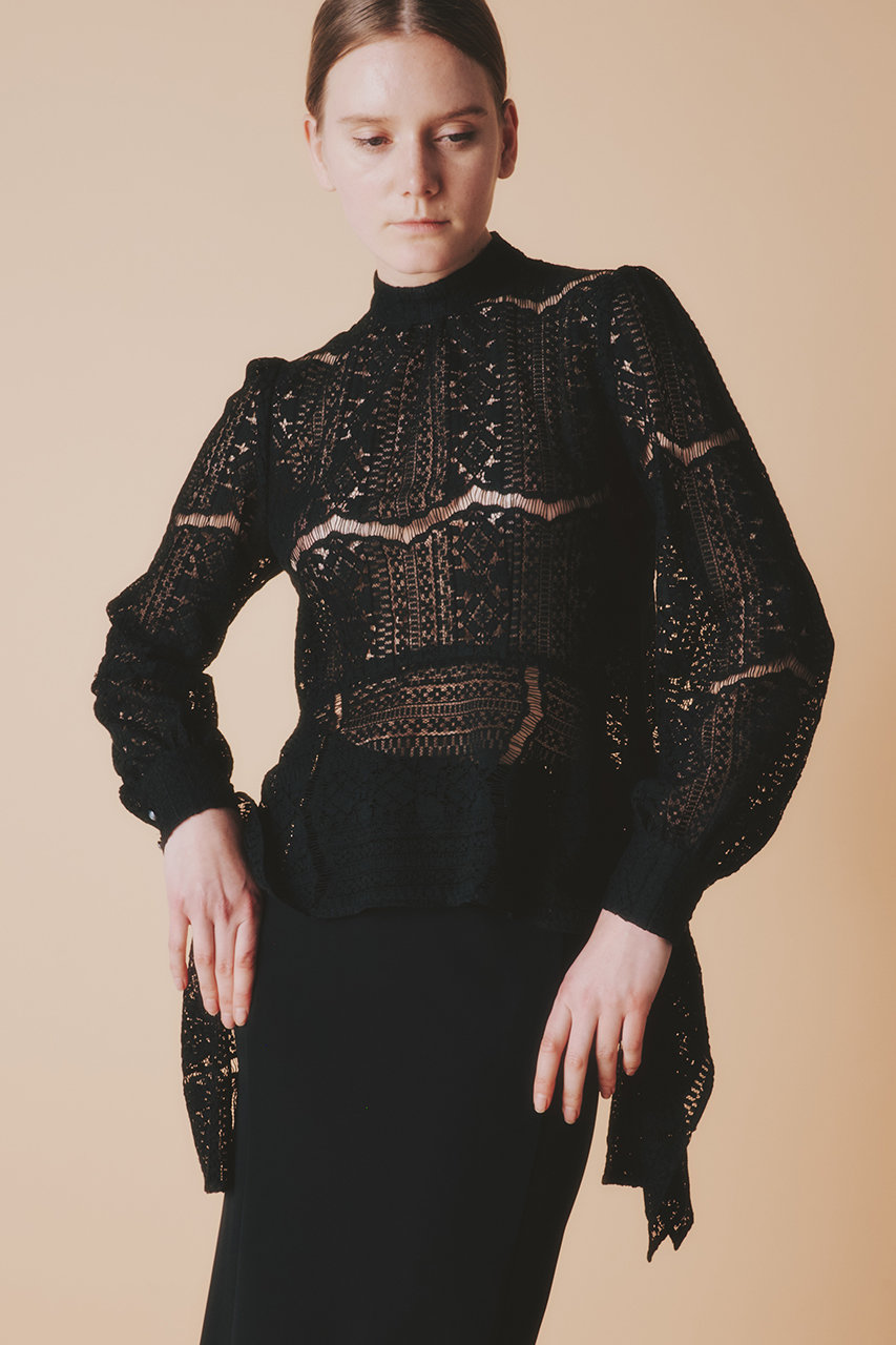 【ROOM NO.8(ルームエイト) 】レースブラウス Room no.8(ルームエイト)｜【Room no.8 BLACK】COTTON コード レース