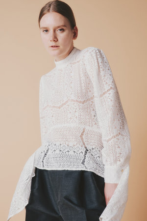 ルームエイト/Room no.8の【Room no.8 BLACK】COTTON コード レース ドレープ トップス(110400/110403)