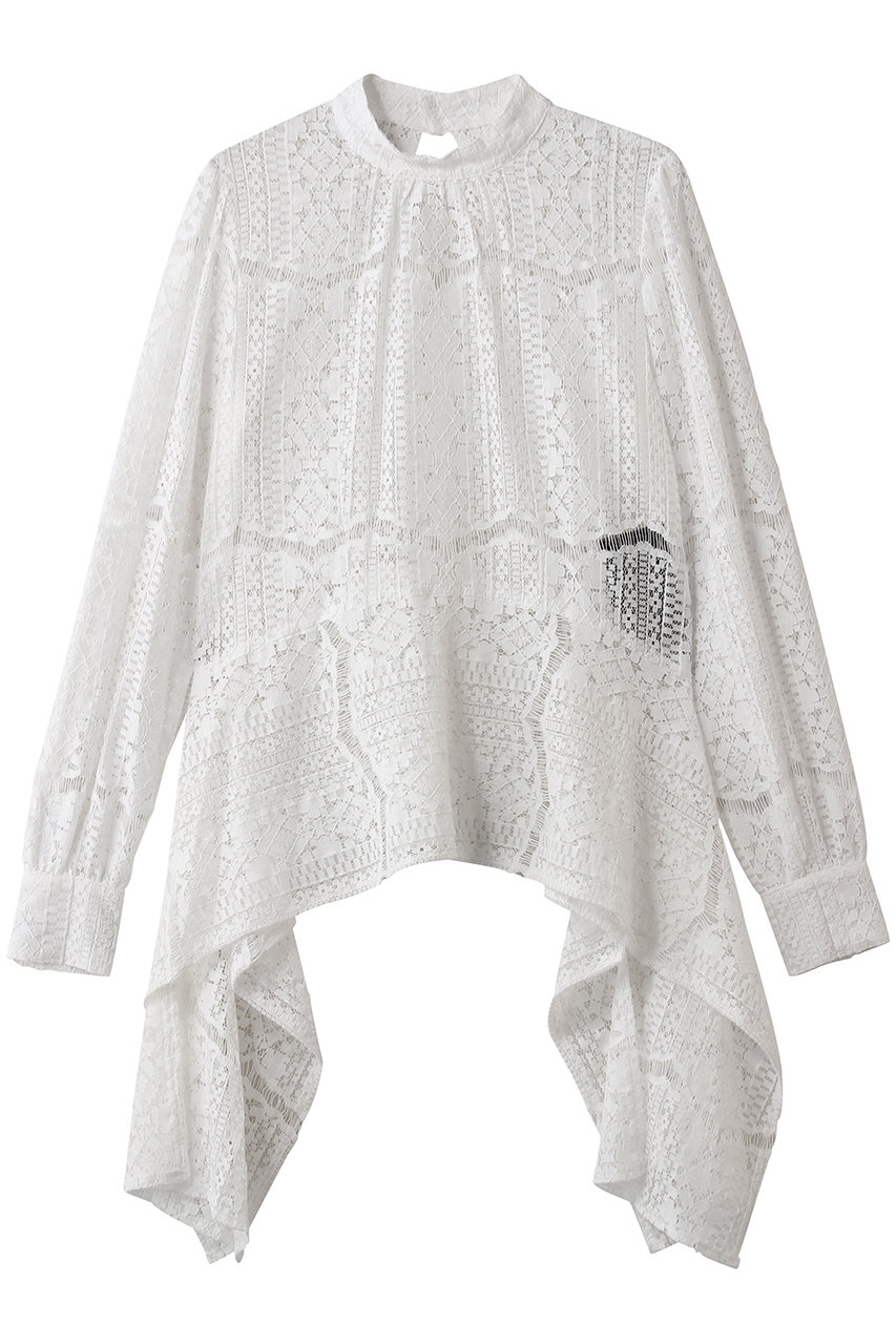 Room no.8 【Room no.8 BLACK】COTTON コード レース ドレープ トップス (オフホワイト, 2) ルームエイト ELLE SHOP