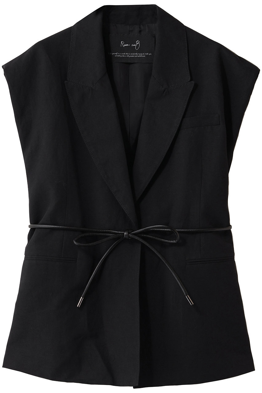 ルームエイト/Room no.8の【Room no.8 BLACK】LINEN ダブルブレスト ボリューム ジレ(ブラック/BR8B-50-48520)