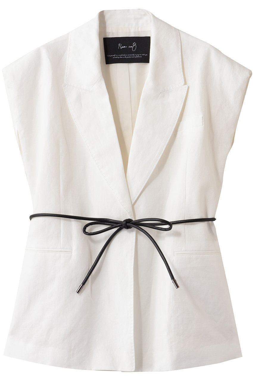 ルームエイト/Room no.8の【Room no.8 BLACK】LINEN ダブルブレスト ボリューム ジレ(ホワイト/BR8B-50-48520)