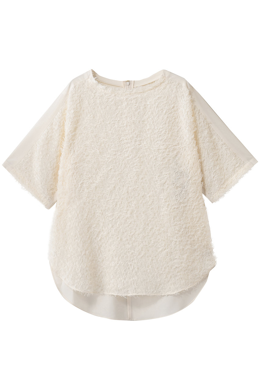 ルームエイト/Room no.8の【Room no.8 BLACK】シアー カットジャカード ハーフスリーブ トップス(クリーム/BR8S-56-7064)