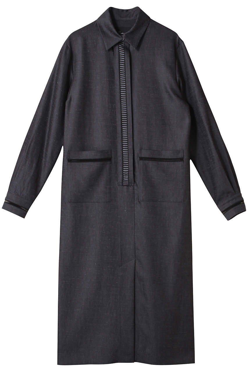 Room no.8 【Room no.8 BLACK】トリアセテート ツイル コンビレースドレス (ブルー/ブラック, 1) ルームエイト ELLE SHOP Room no.8 【Room no.8 BLACK】トリアセテート ツイル コンビレースドレス (ブルー/ブラック, 1) ルームエイト ELLE SHOP