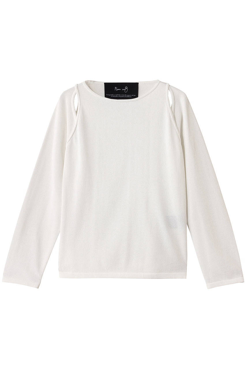 Room no.8 【Room no.8 BLACK】コットンシアースリット ロングスリーブトップス (ホワイト, F) ルームエイト ELLE SHOP Room no.8 【Room no.8 BLACK】コットンシアースリット ロングスリーブトップス (ホワイト, F) ルームエイト ELLE SHOP