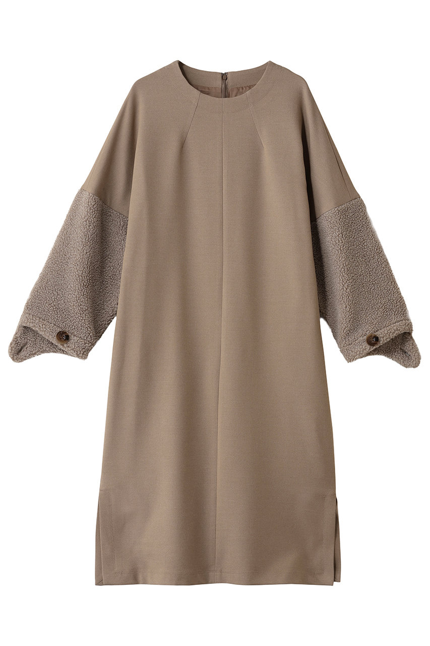 Room no.8 サテン ヴェネチアン ウール プードルスリーブ ドレス (ベージュ, 2) ルームエイト ELLE SHOP Room no.8 サテン ヴェネチアン ウール プードルスリーブ ドレス (ベージュ, 2) ルームエイト ELLE SHOP