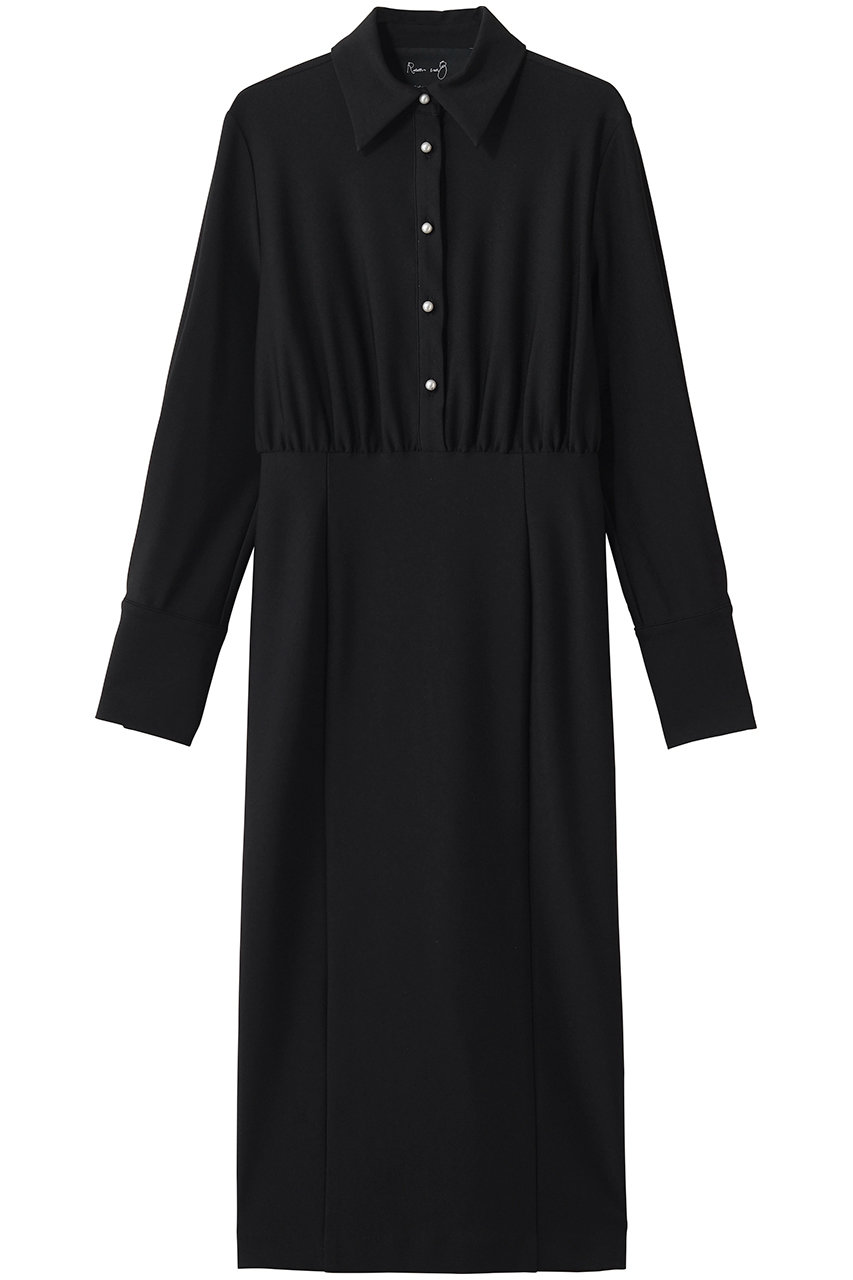 ルームエイト/Room no.8のAIR JERSEY パールボタン シャツドレス(ブラック/BR8O-237-585424)