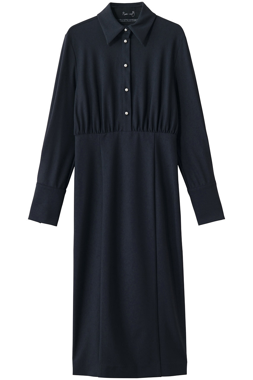 ルームエイト/Room no.8のAIR JERSEY パールボタン シャツドレス(ネイビー/BR8O-237-585424)