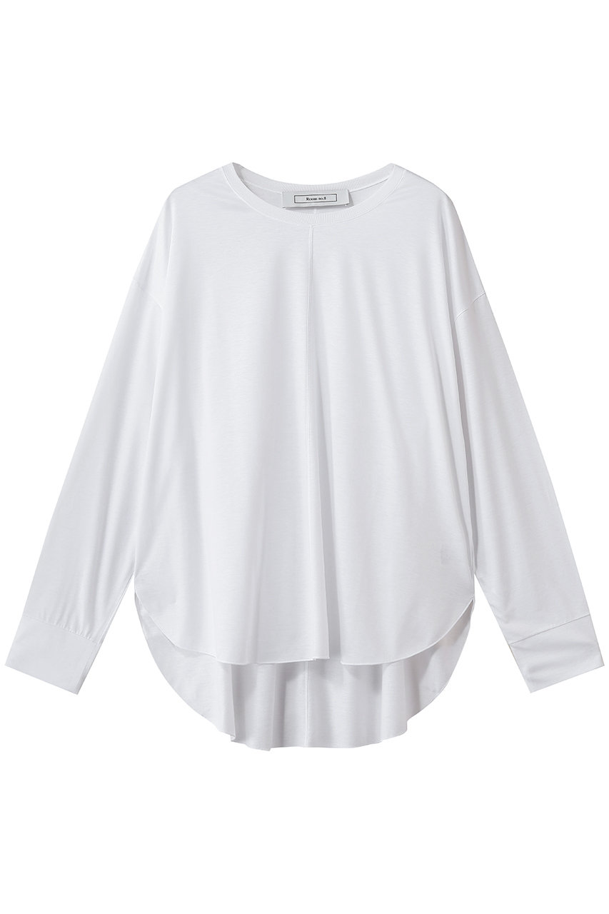 ルームエイト/Room no.8のテンセル ラウンドヘム ロングスリーブ　Tシャツ(ホワイト/RMC-006)