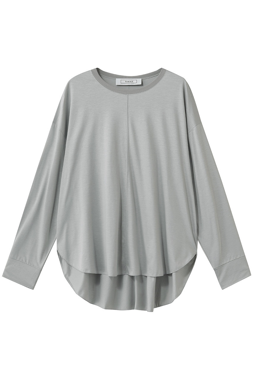 ルームエイト/Room no.8のテンセル ラウンドヘム ロングスリーブ　Tシャツ(グレー/RMC-006)