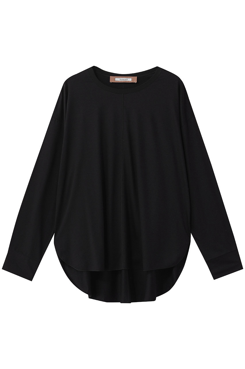 ルームエイト/Room no.8のテンセル ラウンドヘム ロングスリーブ　Tシャツ(ブラック/RMC-006)