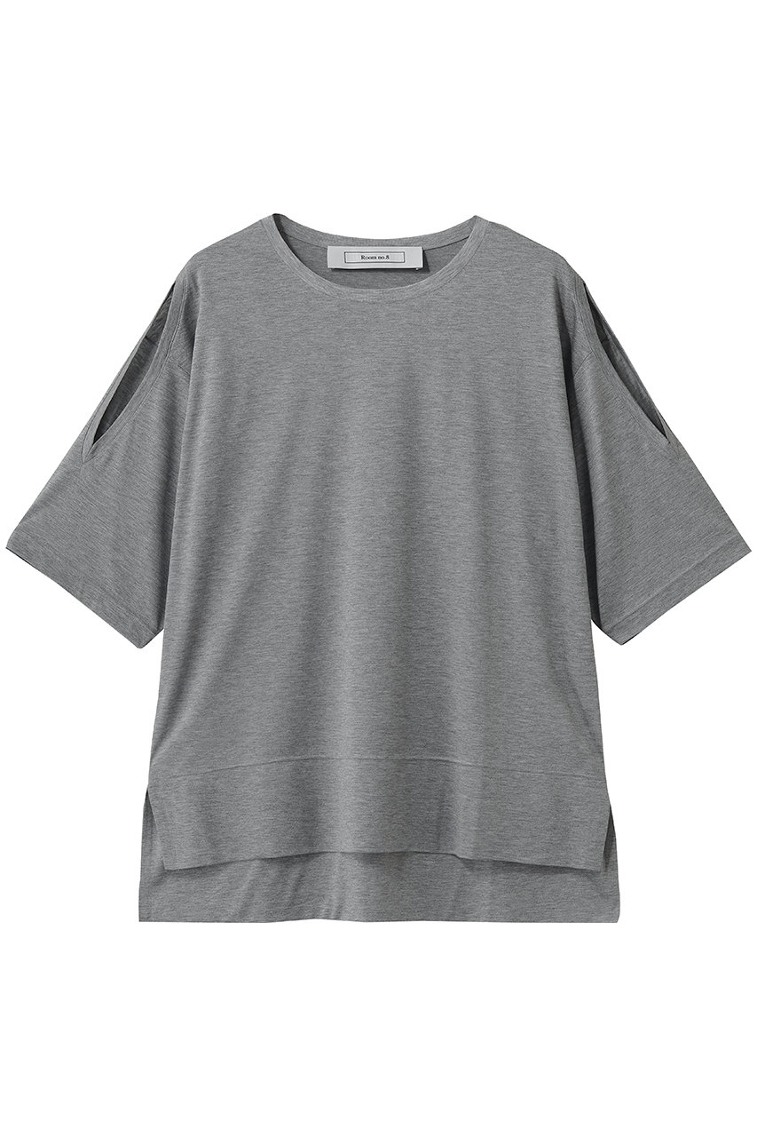 ルームエイト/Room no.8のTENCEL ショルダー-スリット Tシャツ(グレー/RMC-004)