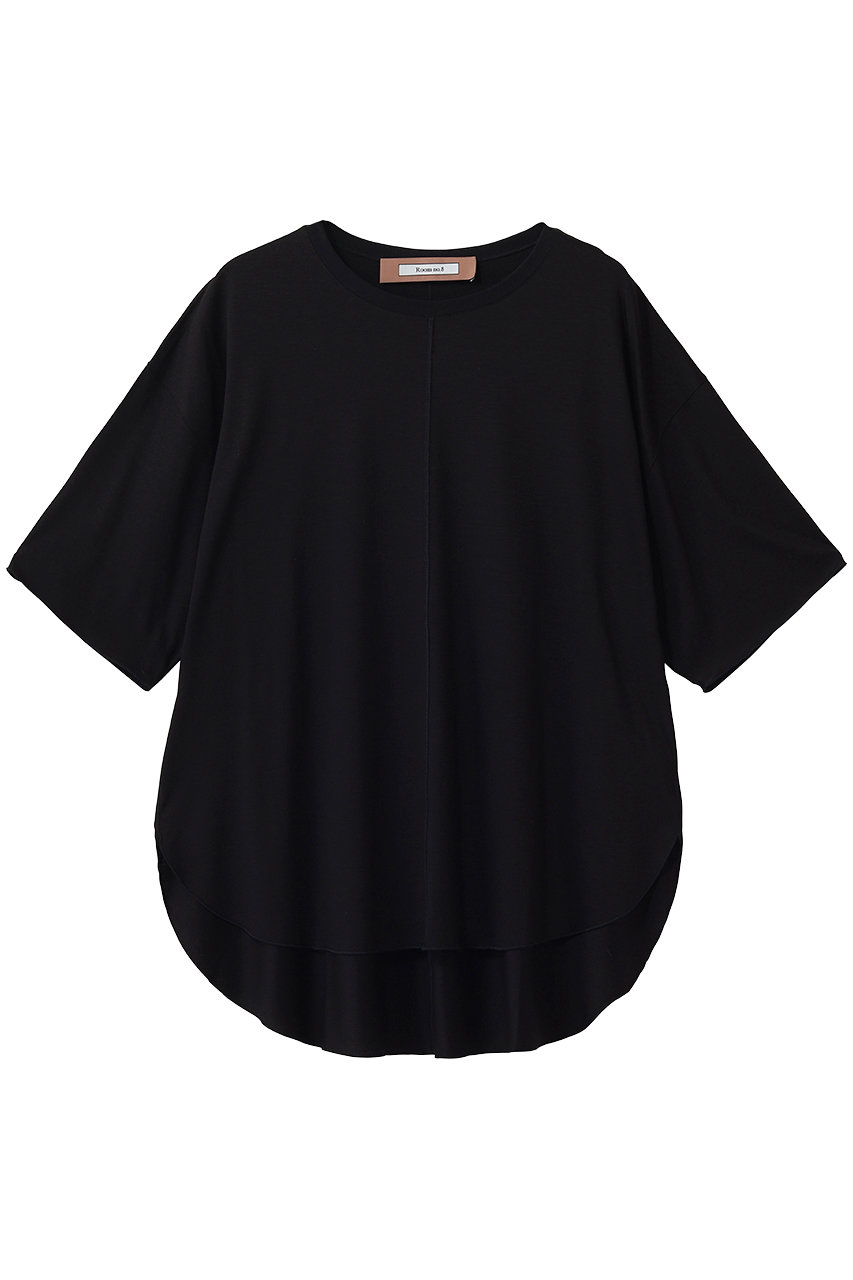 ルームエイト/Room no.8のTENCEL ラウンドヘム ハーフスリーブ Tシャツ(ブラック/RMC-008)