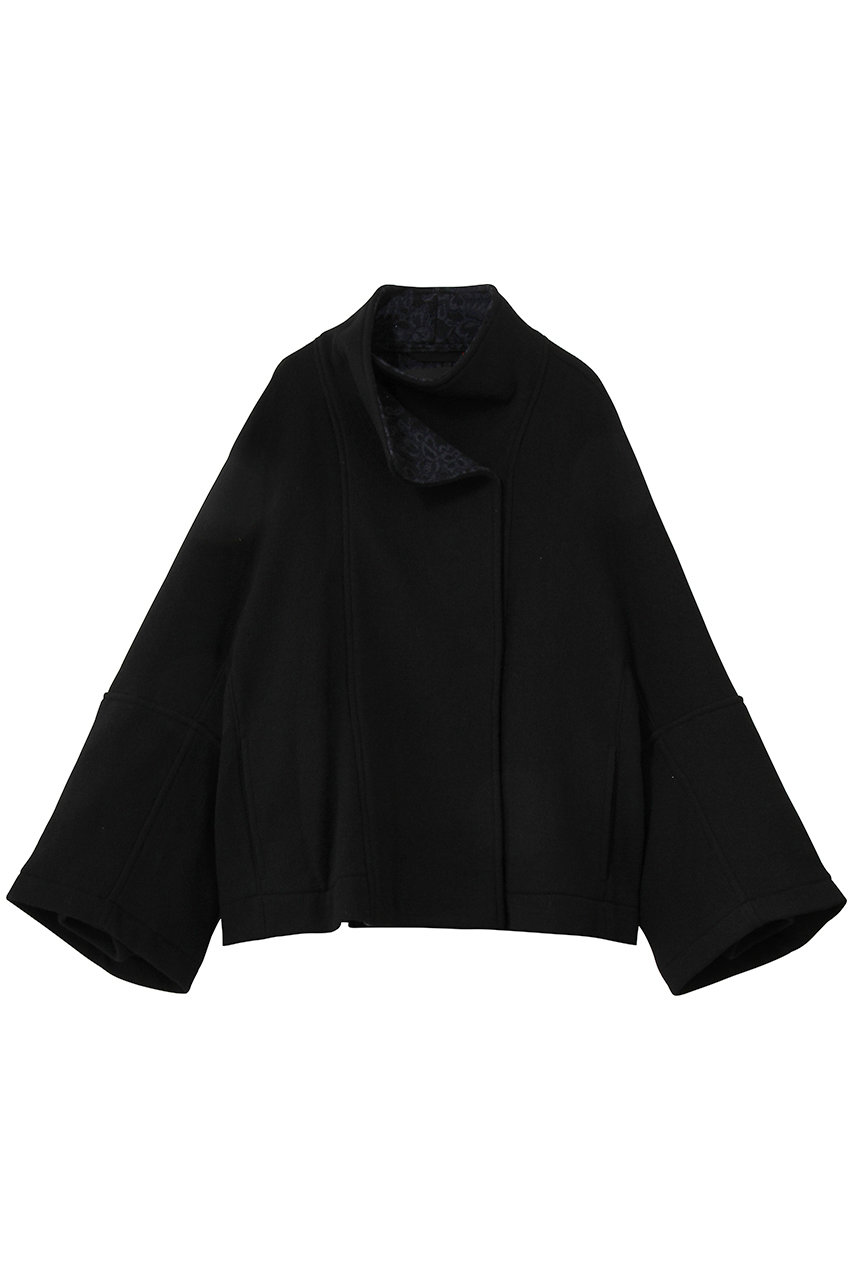 Room no.8 【Room no.8 BLACK】ブークレレース ハイネックショートコート (ブラック/ネイビー, 2) ルームエイト ELLE SHOP