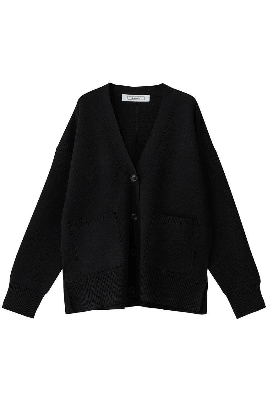 Room no.8 NEEDLE ディープVネックカーディガン (ブラック, F) ルームエイト ELLE SHOP