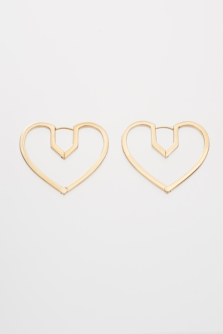 ＜ELLE SHOP＞ PLOW Hug Heart Hoop ピアス M (ゴールド M) プラウ ELLE SHOP