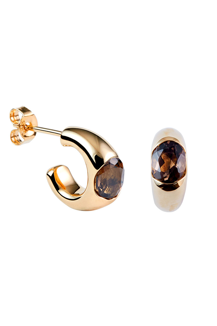 プラウ/PLOWの Smorky Quarts One Stone ピアス（ペア）(ゴールド/スモーキークオーツ/PE2530141YSQ)