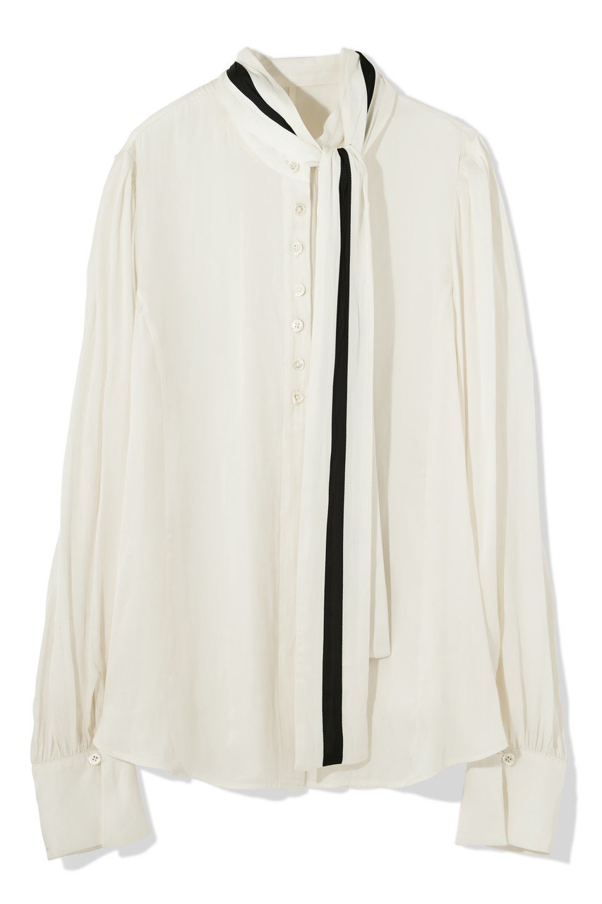 バイカラーリボンブラウス