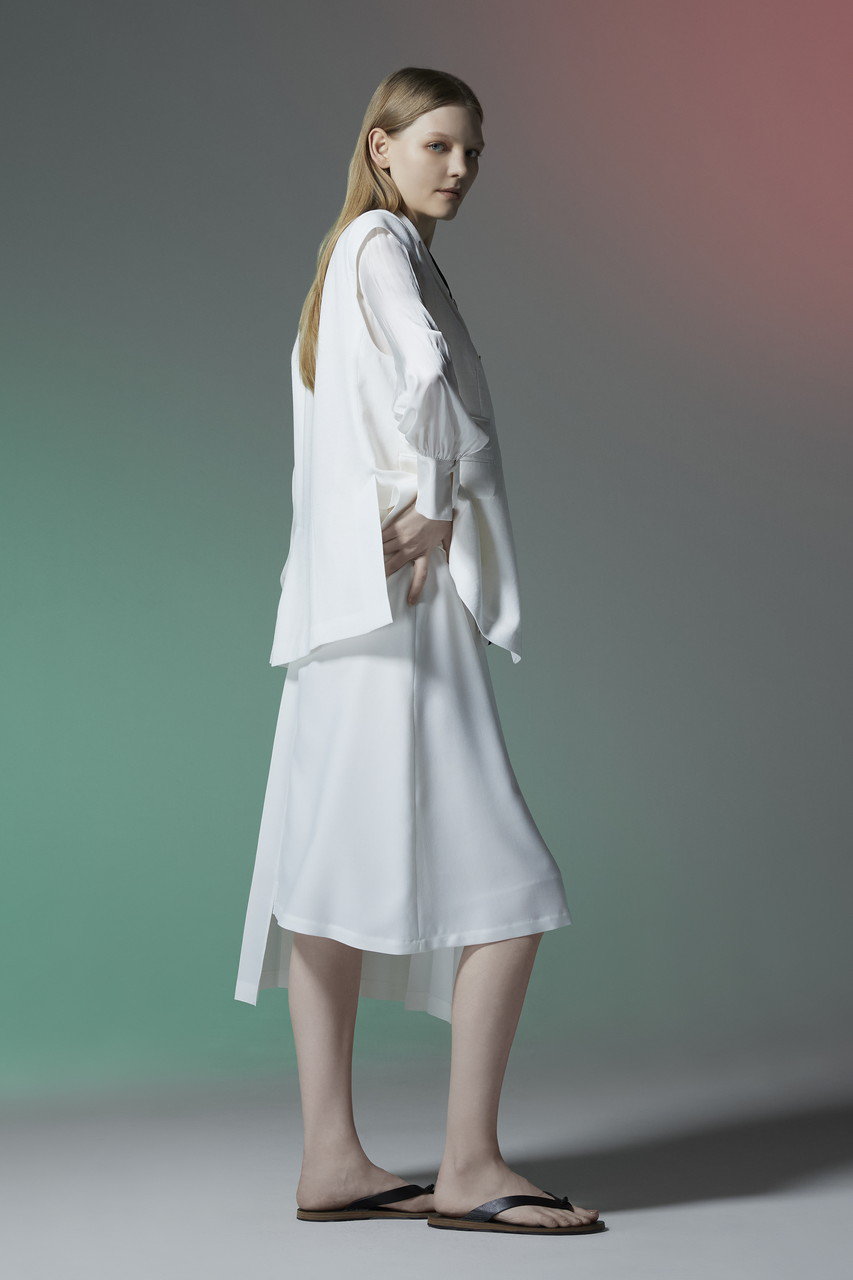 TEECHI(ティーチ)｜バイカラーリボンブラウス/ホワイト の通販