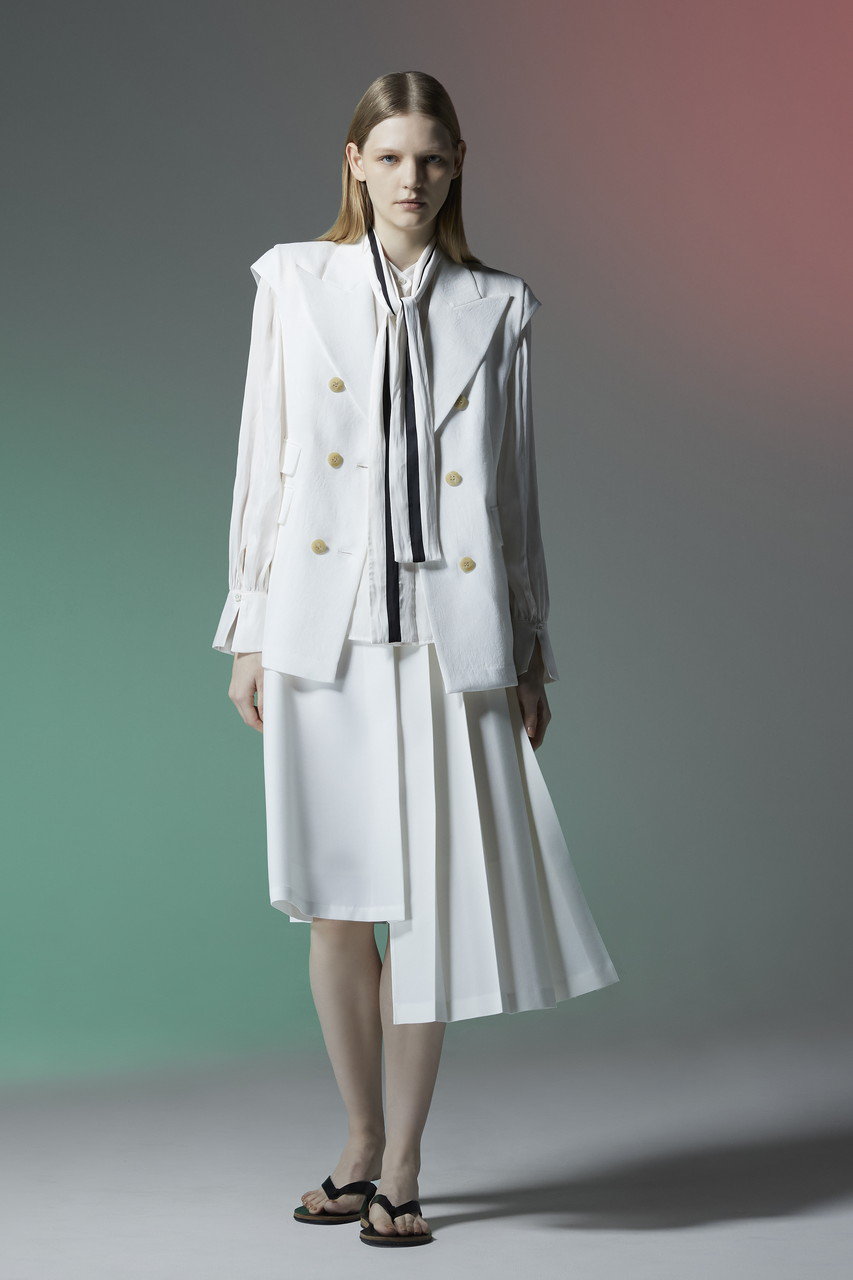 TEECHI(ティーチ)｜バイカラーリボンブラウス/ホワイト の通販