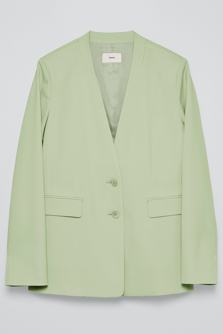 TEECHI ストレッチノーカラージャケット (グリーン, 38) ティーチ ELLE SHOP