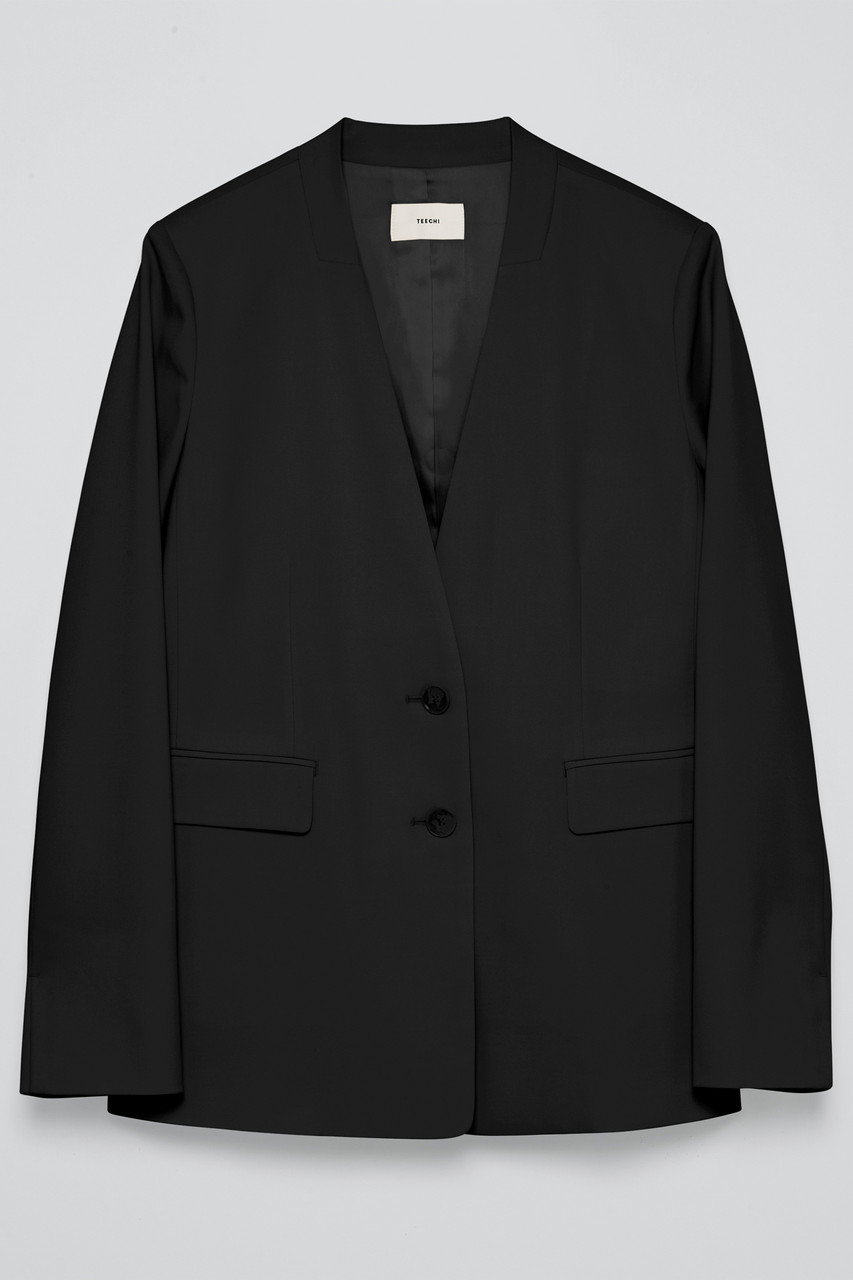 TEECHI ストレッチノーカラージャケット (ブラック, 38) ティーチ ELLE SHOP