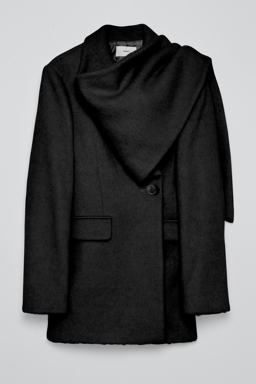 TEECHI ウールミックスシャギーコート (ブラック, 36) ティーチ ELLE SHOP TEECHI ウールミックスシャギーコート (ブラック, 36) ティーチ ELLE SHOP