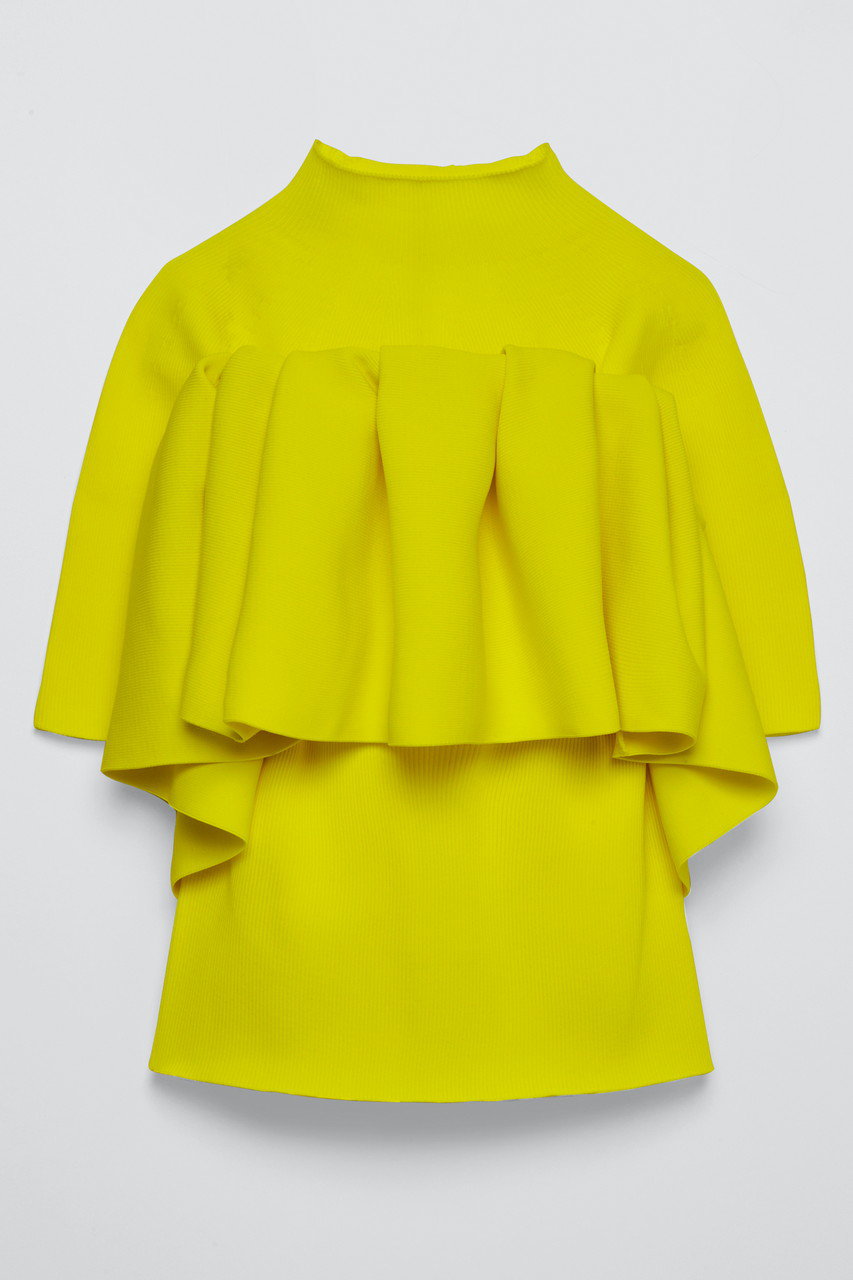 ティーチ/TEECHIのケープ付きプルオーバーニット(イエロー/TW01-SN2222BLK38)