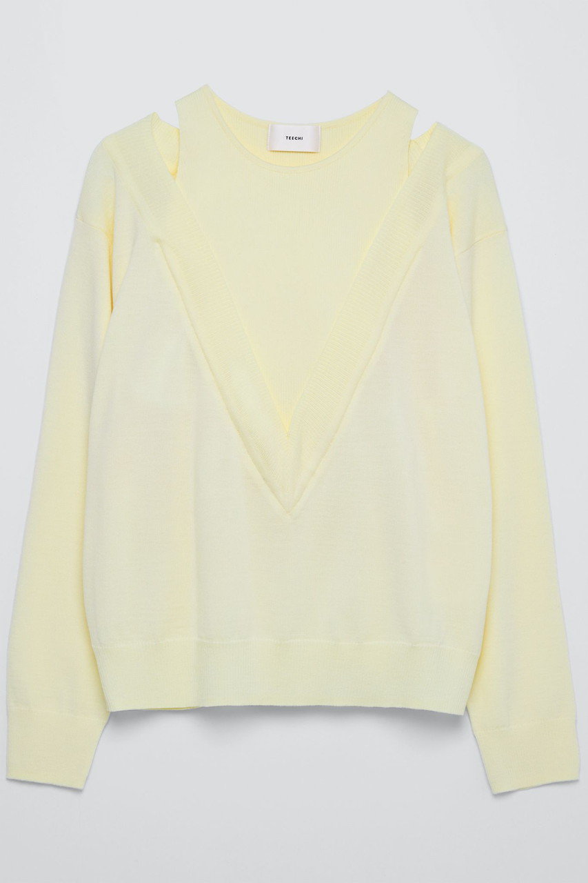ティーチ/TEECHIのレイヤードプルオーバーニット(イエロー/TW01-SN2223BLK38)