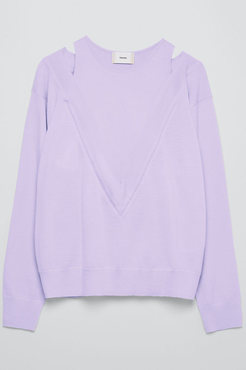 ティーチ/TEECHIのレイヤードプルオーバーニット(パープル/TW01-SN2223GRY36)