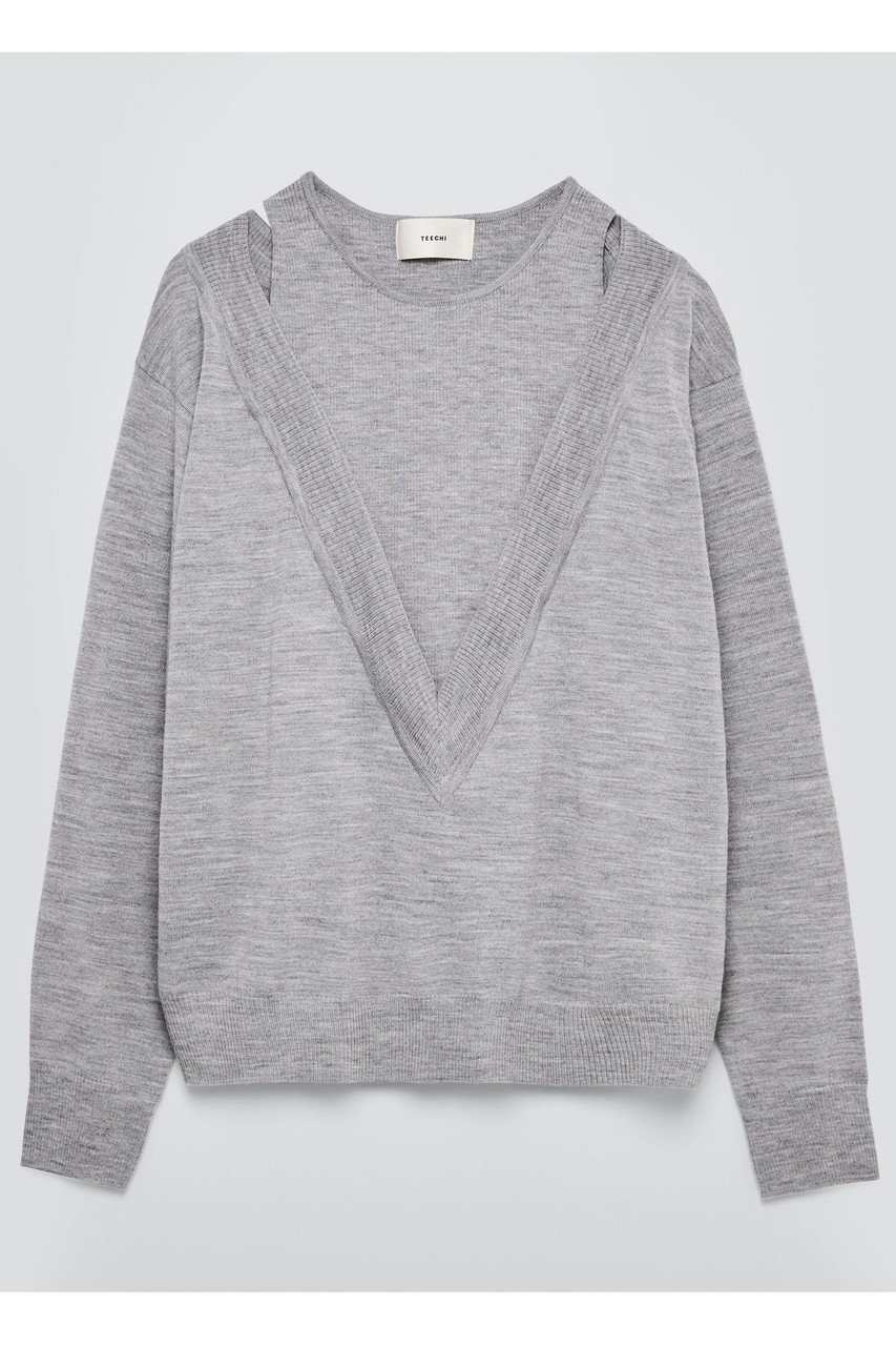 ティーチ/TEECHIのレイヤードプルオーバーニット(グレー/TW01-SN2223BLK38)