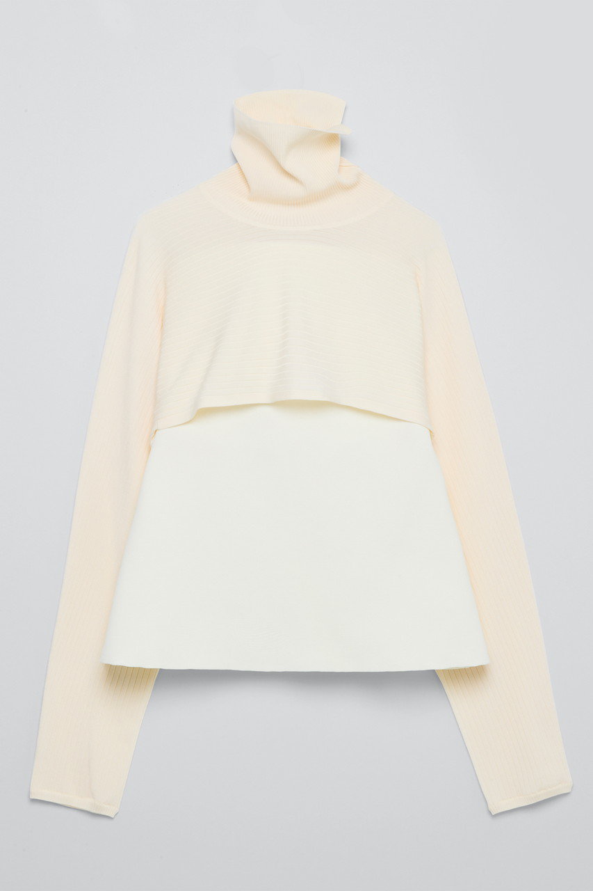 ティーチ/TEECHIのペプラムプルオーバーニット(ホワイト/TW01-SN2224BLK36)