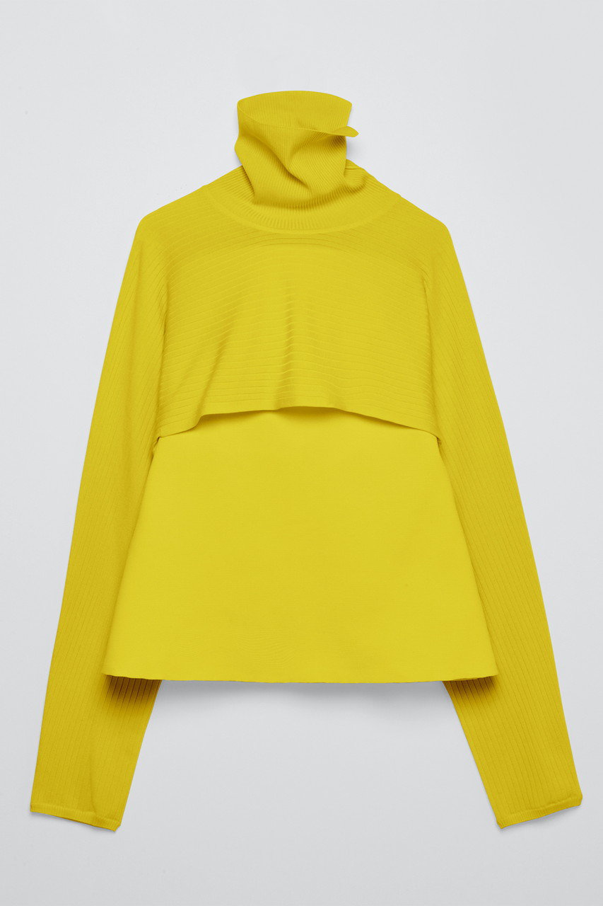 ティーチ/TEECHIのペプラムプルオーバーニット(イエロー/TW01-SN2224BLK36)