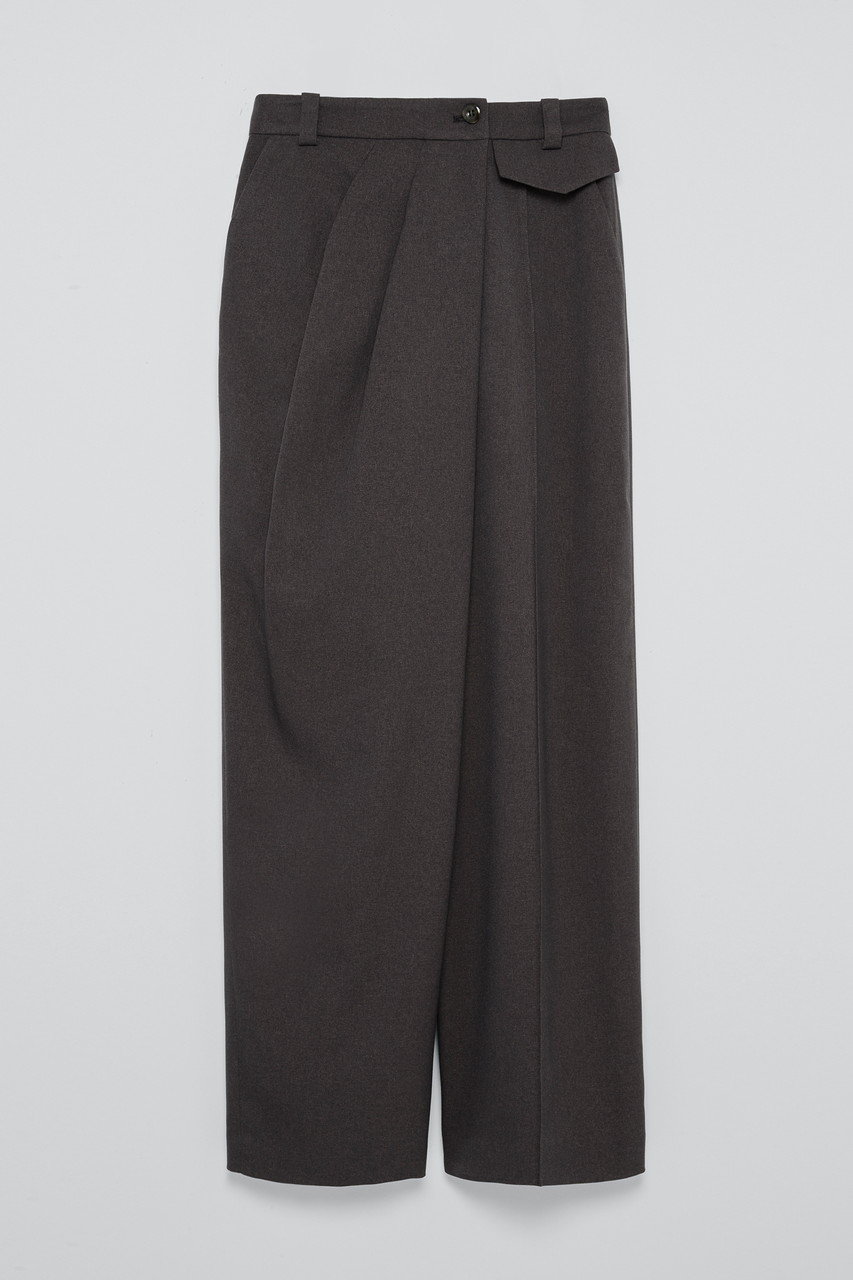 TEECHI ＴＭＯアシンメトリーワイドパンツ (グレー, 36) ティーチ ELLE SHOP