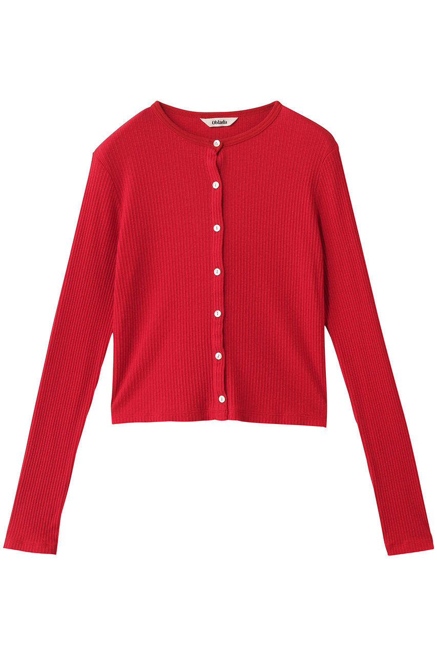 オブラダ/Obladaのリブカーディガン(レッド/M2510CU08)