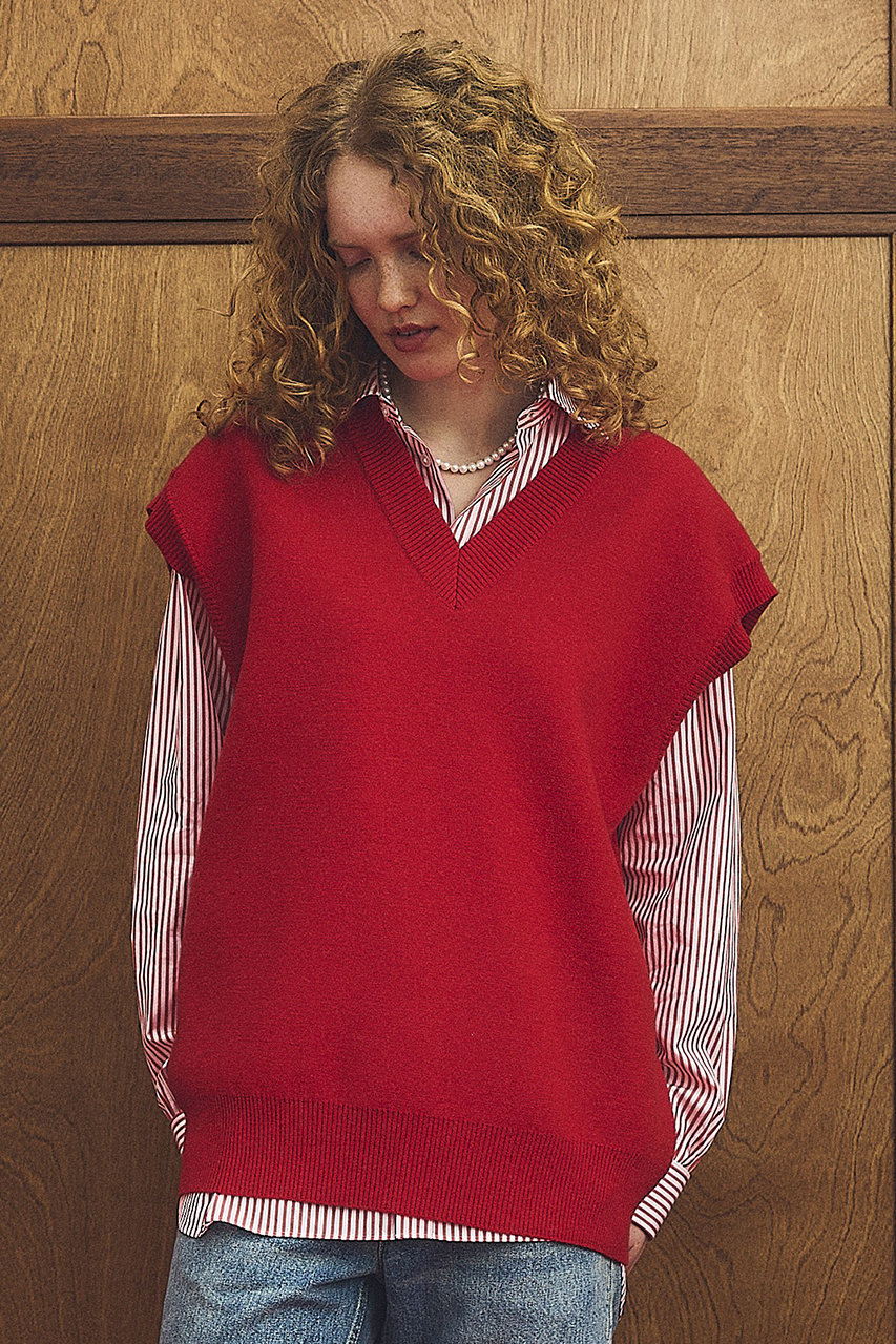 oblada オブラダ　cinch シンチ　ジャーミンベスト　ニットベスト Oblada(オブラダ)｜JERMYN ニットベスト/レッド の通販｜ELLESHOP