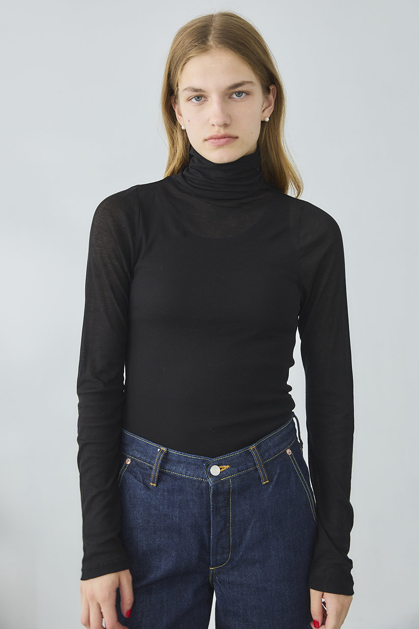 Oblada(オブラダ)｜シアーハイネックトップ/ブラック の通販｜ELLESHOP