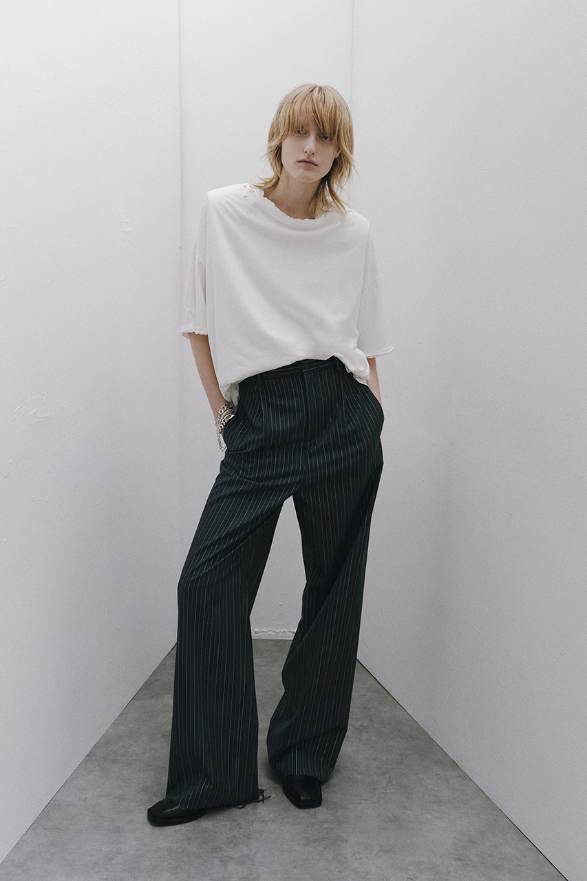 KANAKO SAKAI◆RIPPED Tシャツ/36/コットン/BLK/KS2402094 KANAKO SAKAI(カナコ サカイ)｜SHOULDER PADS RIPPED Tシャツ