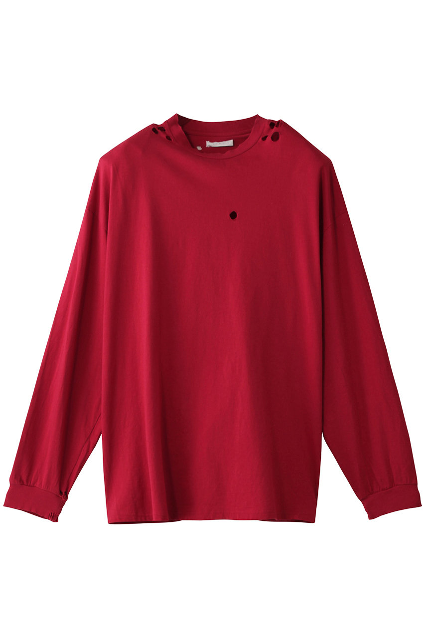 KANAKO SAKAI SHOULDER PADS RIPPED ロングスリーブTシャツ (レッド, 34(S)) カナコ サカイ ELLE SHOP KANAKO SAKAI SHOULDER PADS RIPPED ロングスリーブTシャツ (レッド, 34(S)) カナコ サカイ ELLE SHOP